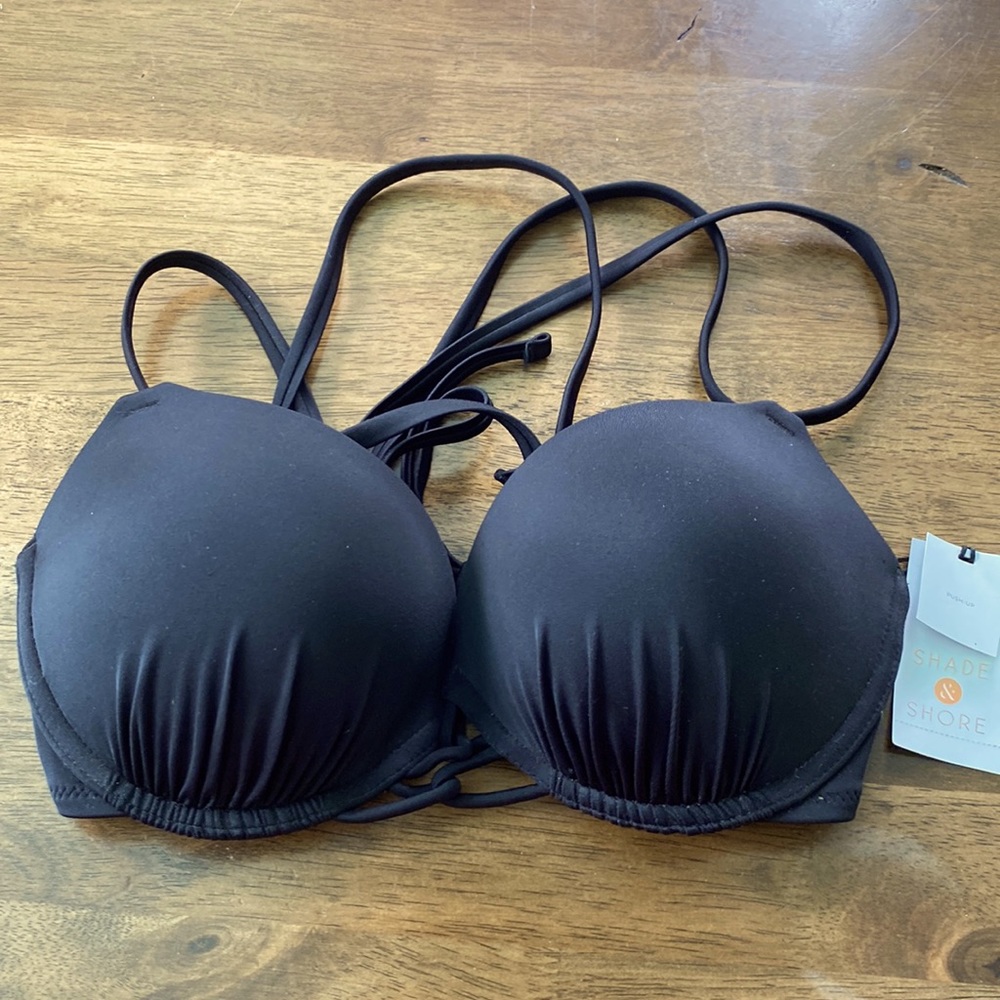 Black Bikini Top - Push Up - Shade and Shore - 34D NWT